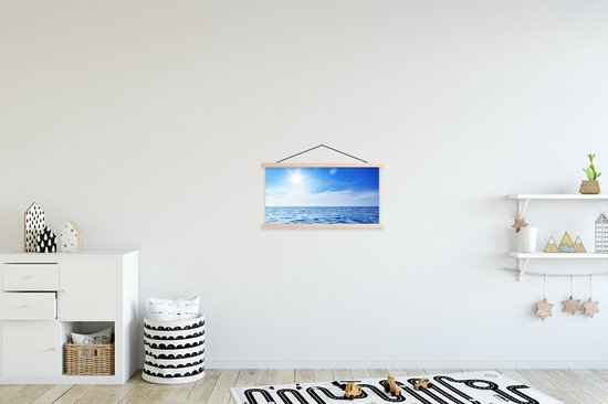 Porte-affiche avec affiche - Affiche scolaire - Mer - Soleil - Ciel - 60x30 cm - Lattes vierges