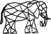 Djemzy - muurdecoratie woonkamer - wanddecoratie - dieren - geometrisch - houten olifant - zwart - 6 mm mdf