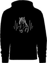 Grappige hoodie - trui met capuchon - hartslag - heartbeat - paard - pony - hoefijzer - paardenliefhebber - paardrijden - manege - maat XXL
