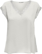 Only T-shirt Onljasmina S/s V-neck Lace Top Noos 15252241 Cloud Dancer Dames Maat - XL