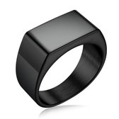 Zegelring Zwart RVS Staal - (Maat 65 - 21 mm - 20.6 mm) - Ring Heren / Dames - Zegelring Mannen / Vrouwen - Viking Ring - Biker Ring - Ring Heren Staal Roestvrij Staal RVS Zwartkleurig