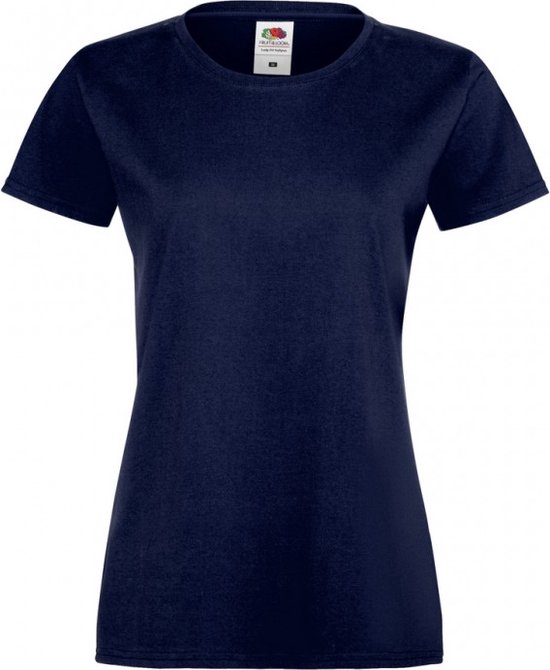 Foto: Fruit of the loom lady fit dames sofspun t shirt donker marineblauw medium