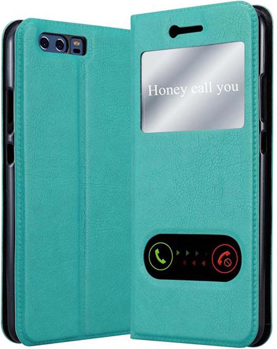 Cadorabo Hoesje voor Huawei P10 PLUS in MUNT TURKOOIS - Beschermhoes met magnetische sluiting, standfunctie en 2 kijkvensters Book Case Cover Etui