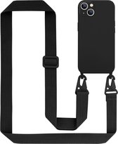 Cadorabo Mobiele telefoon ketting geschikt voor Apple iPhone 14 PLUS in LIQUID ZWART - Silicone beschermhoes met lengte verstelbare koord riem