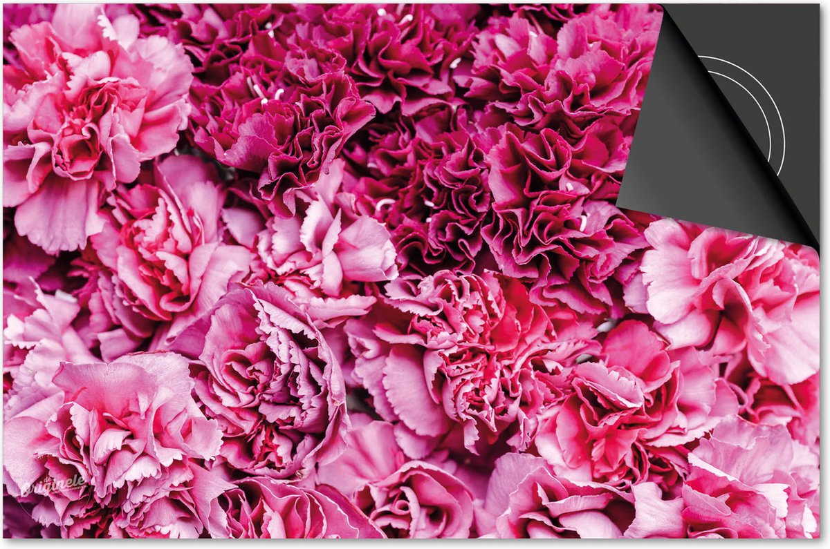 Inductie beschermer 90x52 - afdekplaat inductie mat - Dietrix Kookplaat beschermer - DELUXE - Flowers 11 - Pioen hardroze