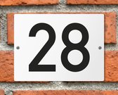 Huisnummerbord wit - Nummer 28 - standaard - 16 x 12 cm - schroeven - naambord - nummerbord - voordeur