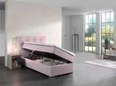 Boxspring Bed Malaga Roze Velvet 90x200 cm Met opbergruimte - boxspring met opbergruimte - Bed met opbergruimte - eenpersoonsbed seatsandbeds