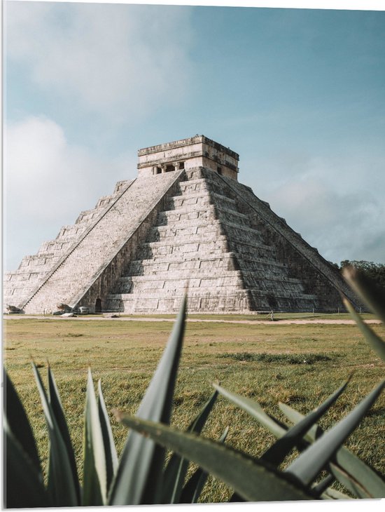 WallClassics - Acrylglas - Piramide van Kukulcán - Mexico - 60x80 cm Foto op Acrylglas (Met Ophangsysteem)