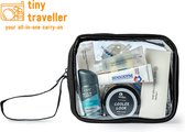 TINY TRAVELLER | All-in-one carry-on | Reis toilettas inclusief toiletartikelen | heren | Geschikt voor handbagage | Doorzichtig