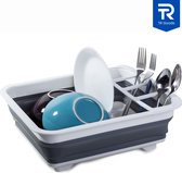 TR Goods - Égouttoir à vaisselle pliable - Lave-vaisselle - Pliable et compact - Avec porte-couverts