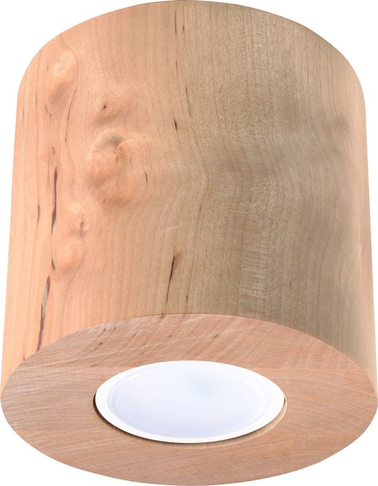 Sollux Lighting - Plafondspot ORBIS natuurlijk hout