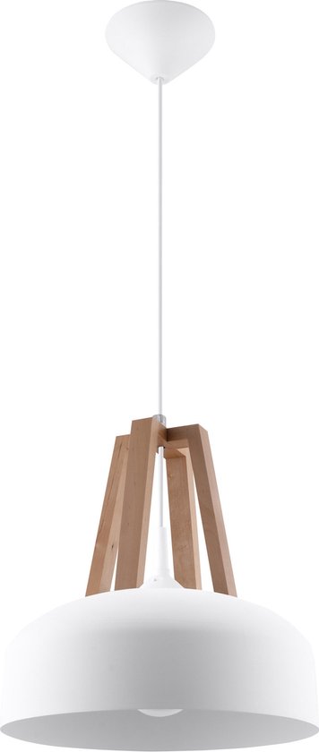 Sollux Lighting - Hanglamp CASCO wit/natuurlijk hout