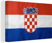 Canvas schilderij 180x120 cm - Wanddecoratie Foto van de Kroatische vlag - Muurdecoratie woonkamer - Slaapkamer decoratie - Kamer accessoires - Schilderijen