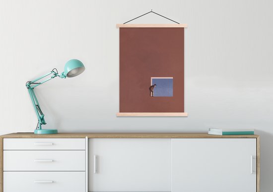 Support pour affiche avec affiche 60x80 cm - Affiche scolaire - Homme - Vintage - Design - Affiche textile - Lattes vierges