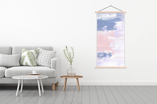 Posterhanger incl. Poster 90x180 cm - Schoolplaat - Pastel - Design - Verf - Textielposter - Blanke latten
