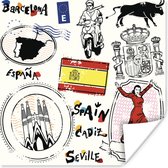 Poster Illustraties uit Spanje - 30x30 cm