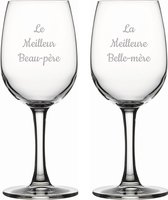 Witte wijnglas gegraveerd - 26cl - Le Meilleur Beau-père & La Meilleure Belle-mère