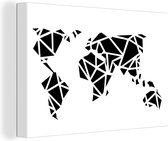 Canvas Wereldkaart - 180x120 - Wanddecoratie Wereldkaart - Zwart - Wit - Abstract - Kind - Jongens - Meisjes