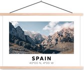 Posterhanger incl. Poster - Schoolplaat - Spanje - Bergen - Zomer - 150x100 cm - Blanke latten