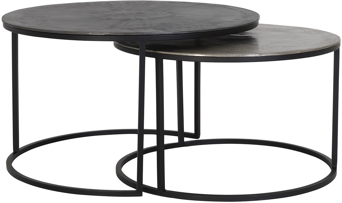 Light & Living Salontafel Talca - Antiek Lood - Ø67,5+Ø75cm - Modern Zilver