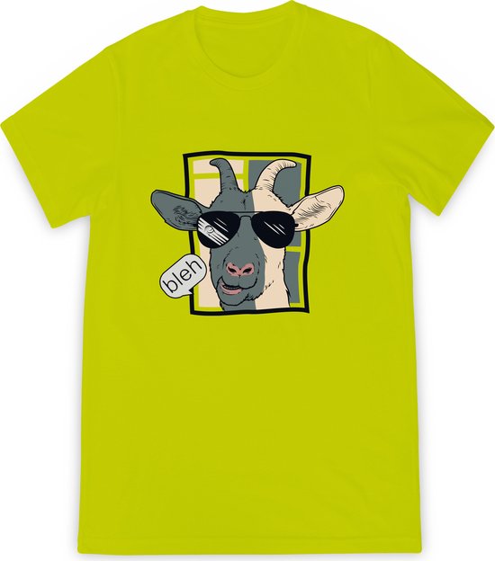 T Shirt Jongens - T Shirt Meisjes - Grappige Cartoon Geit Bleh - Licht Groen - Maat 164