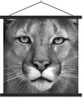 Porte-affiche avec affiche - Affiche scolaire - Panthère - Animaux sauvages - Zwart - Wit - 40x40 cm - Lattes noires