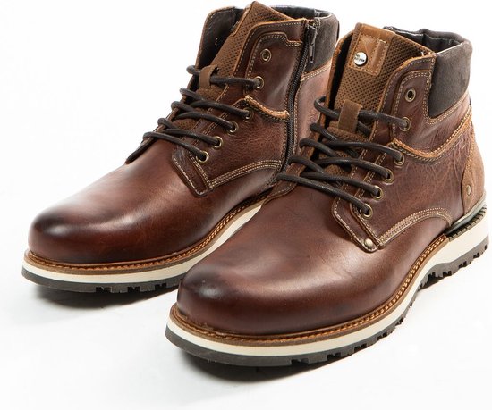 No Stress - Heren - Bruine leren veterboots - Maat 44 | bol.com