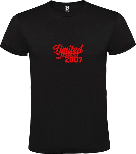 Zwart T-Shirt met “Limited sinds 2007 “ Afbeelding Rood Size XXXXXL