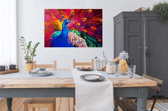 Affiche Peinture - Vogel - Paon - Peinture à l'huile - 120x90 cm