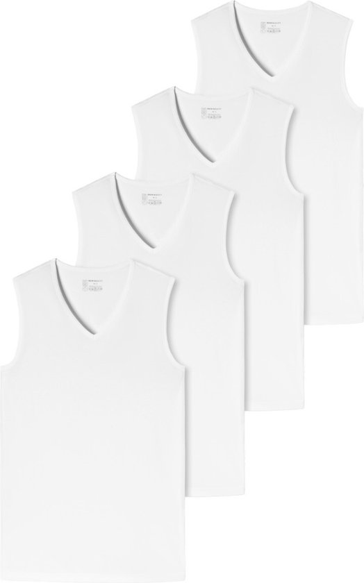 Schiesser Tank Top / Onderhemd met V-hals 4er-Pack - 95/5 - Organic Cotton