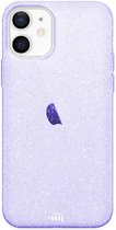 xoxo Wildhearts siliconen glitter hoesje - Sparkle Away Purple - Siliconen hoesje geschikt voor iPhone 12 - Shockproof case met glitters - Glitter hoesje paars