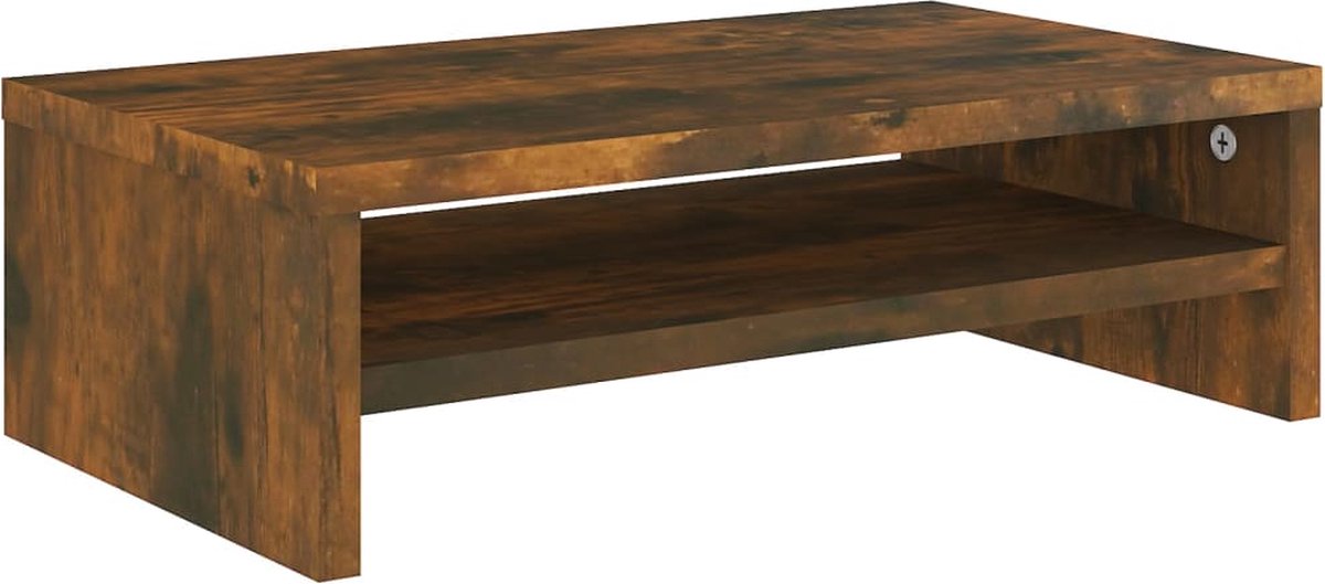 vidaXL Monitorstandaard 42x24x13 cm bewerkt hout gerookt eikenkleurig