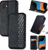 Luxe PU Lederen Ruitpatroon Wallet Case voor Galaxy Xcover 6 Pro _ Zwart