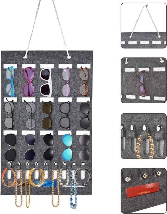 EEEKit Hangende Zonnebril Organizer, 16 Zakken Bril EEEKit Hangende Zonnebril Organizer, 16 Zakken Bril