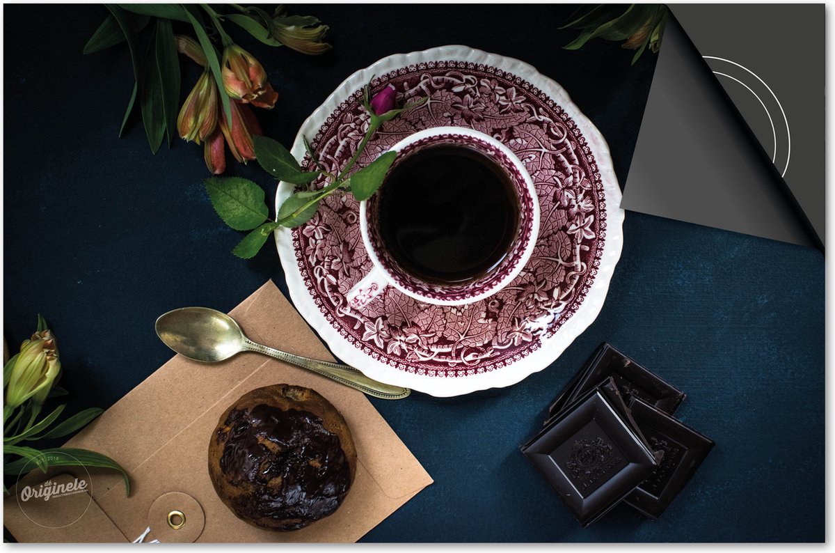 Inductie beschermer 60x60 - afdekplaat inductie mat - Dietrix Kookplaat beschermer - Exclusief - Koffie en Chocola - Vintage servies en chocola
