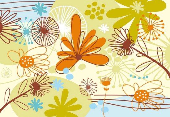 Fotobehang - Vlies Behang - Abstracte Bloemen - 104 x 70,5 cm