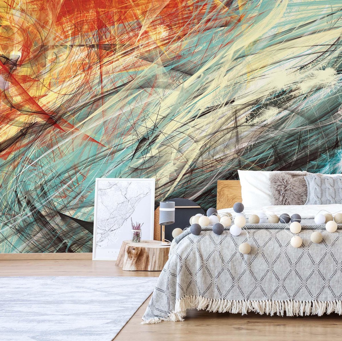 Fotobehang - Vlies Behang - Abstract Schilderij - Kunst - 254 x 184 cm ...