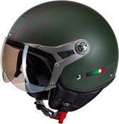 BEON DESIGN B Scooter helm met vizier - Geschikt als Scooter Brommer Motor Snorfiets helm - Retro Vespa scooterhelm - Volwassenen - M - Groen - Gratis helmtas