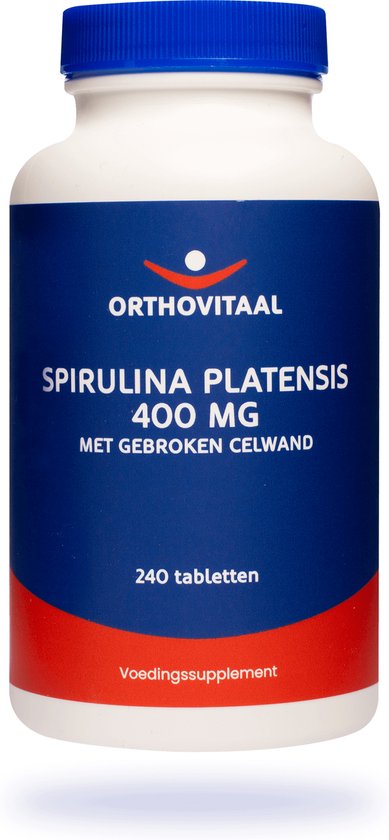 Foto: Orthovitaal spirulina platensis 400 mg 240 tabletten met gebroken celwand plantenextracten vegan voedingssupplement