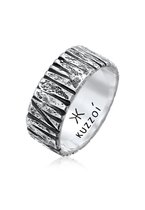 KUZZOI Heren Ring Heren Ring Structuur Hammered Organische Look Trend in 925 Sterling Zilver