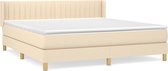 vidaXL - Boxspring - met - matras - stof - crèmekleurig - 160x200 - cm