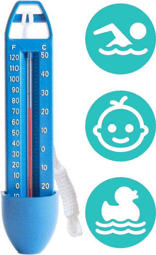 Rustiek Dat Speeltoestellen Zwembad Thermometer - Blauw met Touw - Water Thermometer - voor o.a. Babybad,  Bad,... | bol.com