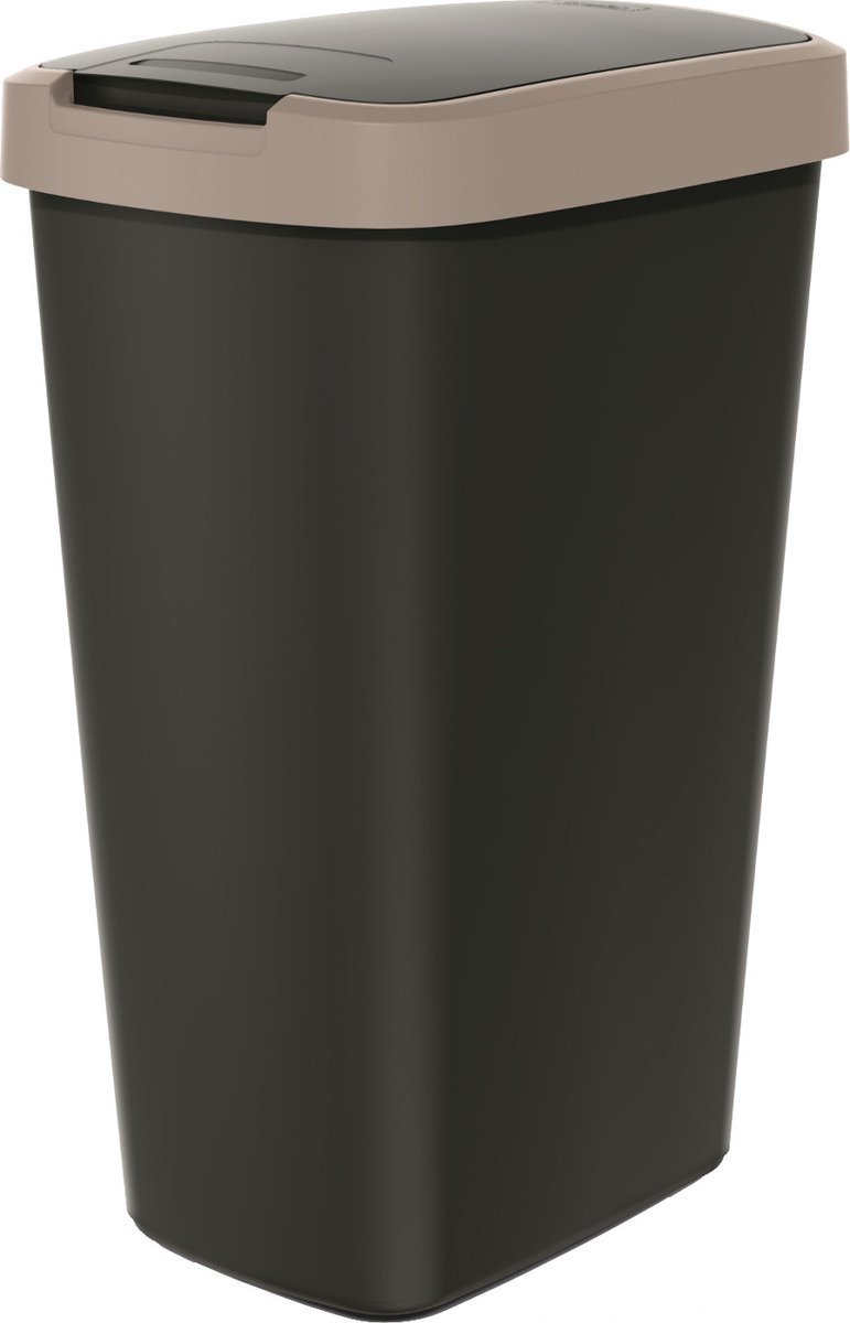 Prosperplast - Prullenbak / Afvalbak 45L - Zwart met bruin frame