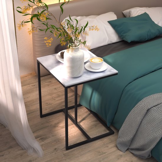 Salontafel 89,5x48x30 cm bewerkt hout betongrijs | -nl