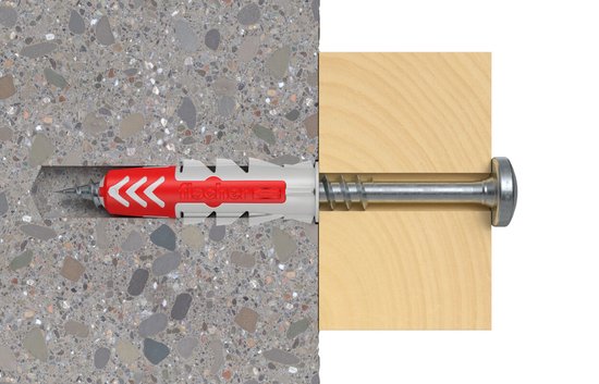 Pluggen en Schroeven set 6mm | 30 stuks fischer® 6x30mm DuoPower pluggen + 30 stuks matzwarte Flowter® 4x40mm schroeven | Muurpluggen 6 mm en schroeven 4mm | Pluggen en schroeven assortiment