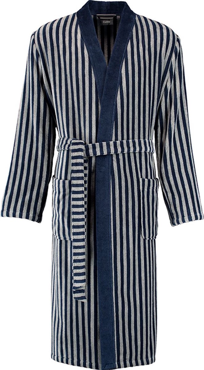 Luxe kimono heren - 100% premium katoen - streep dessin - ideaal als ochtendjas of badjas voor de sauna - maat 56