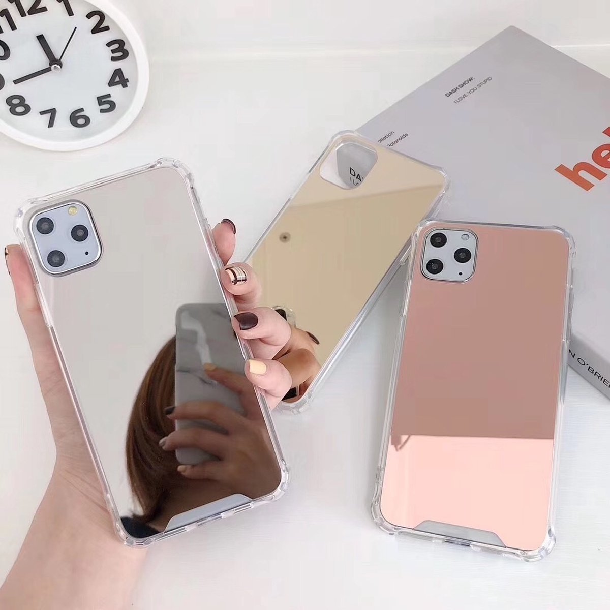 VIROMO Coque Miroir Pour IPhone 14 Pro Max + 2 Films Verre - Antichoc - Pour Filles - Lot Protection