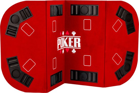 Thumbnail van een extra afbeelding van het spel Pokermat - Pokerkleed - Poker tafelkleed - Pokertafel inklapbaar - Pokertafel - Poker top - Poker - Inclusief draagtas - Opvouwbaar - 160 x 80 cm - Rood