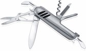 Couteau de poche - Multitool - Couteau - Ciseaux - Tire-bouchon - 10 Fonctions - Acier Inoxydable - Aluminium - argent