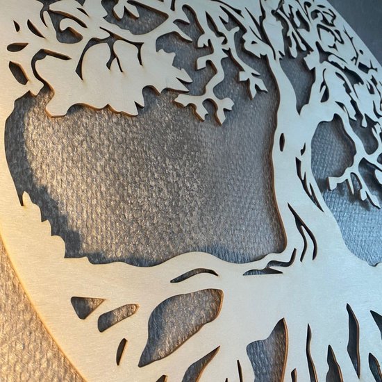 Wanddecoratie - Muur decoratie - 70cm - Levensboom - Bruin - Metaal | Wanddecoratie - Muurdecoratie | Kadoshop 't Moortje